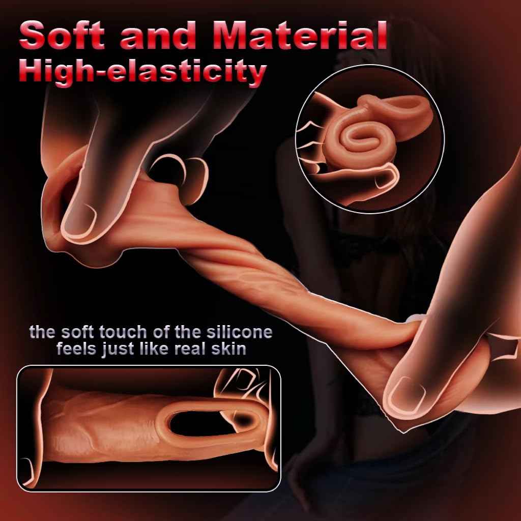 Realistic Cock Sleeve Penis Enlargers for Men Opened Penis Sleeve Delay Ejaculation Pennis Extender Stronger Erection Enhancement for Male Sex Toys Penis Stretcher Dick Enlarger Girth Enhancer