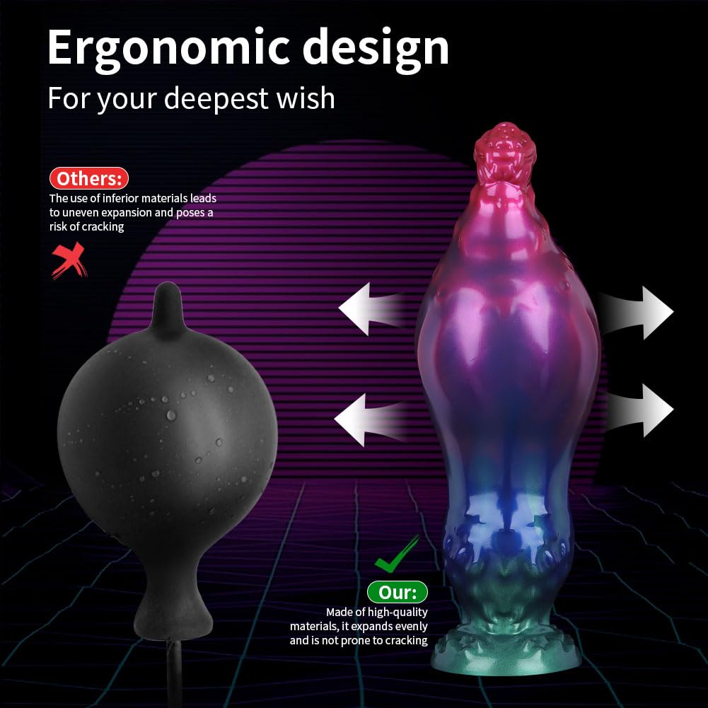 Sex Toys Butt Plug Anal Dildo, Huge Anal Inflatable Dildo Silicone with Suction Cup