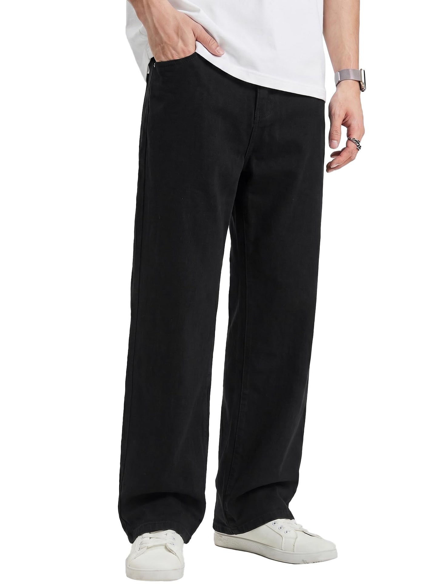 JMIERR Mens Baggy Jeans Stretch Casual Loose Fit Jeans Streetwear Denim Pants