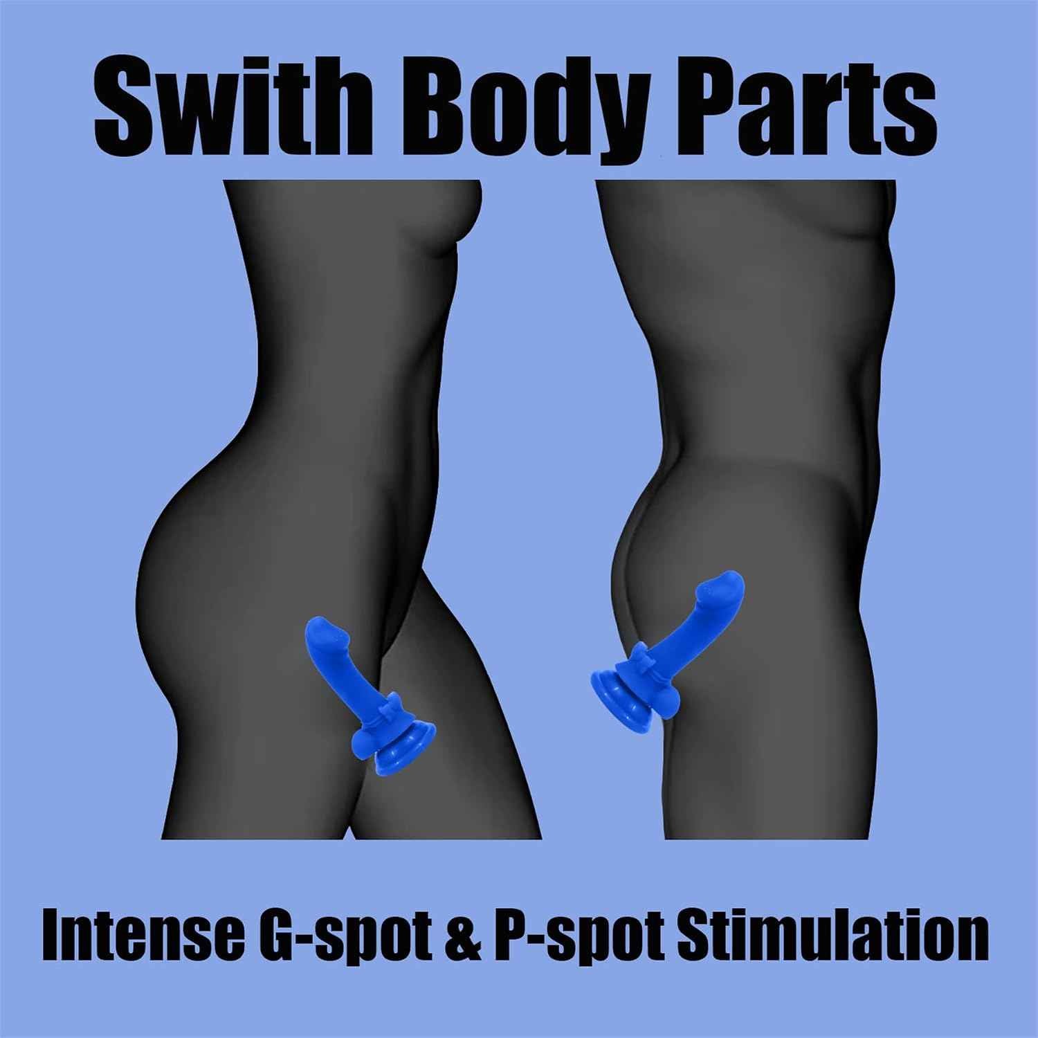 Realistic Soft Dildo for Beginners, Small Silicone Bow Dildo with Strong Suction Cup, Realistic Penis for G-Spot Fantasy Monster Dildos Sex Toys for Women and Couple 5.7" (Blue)