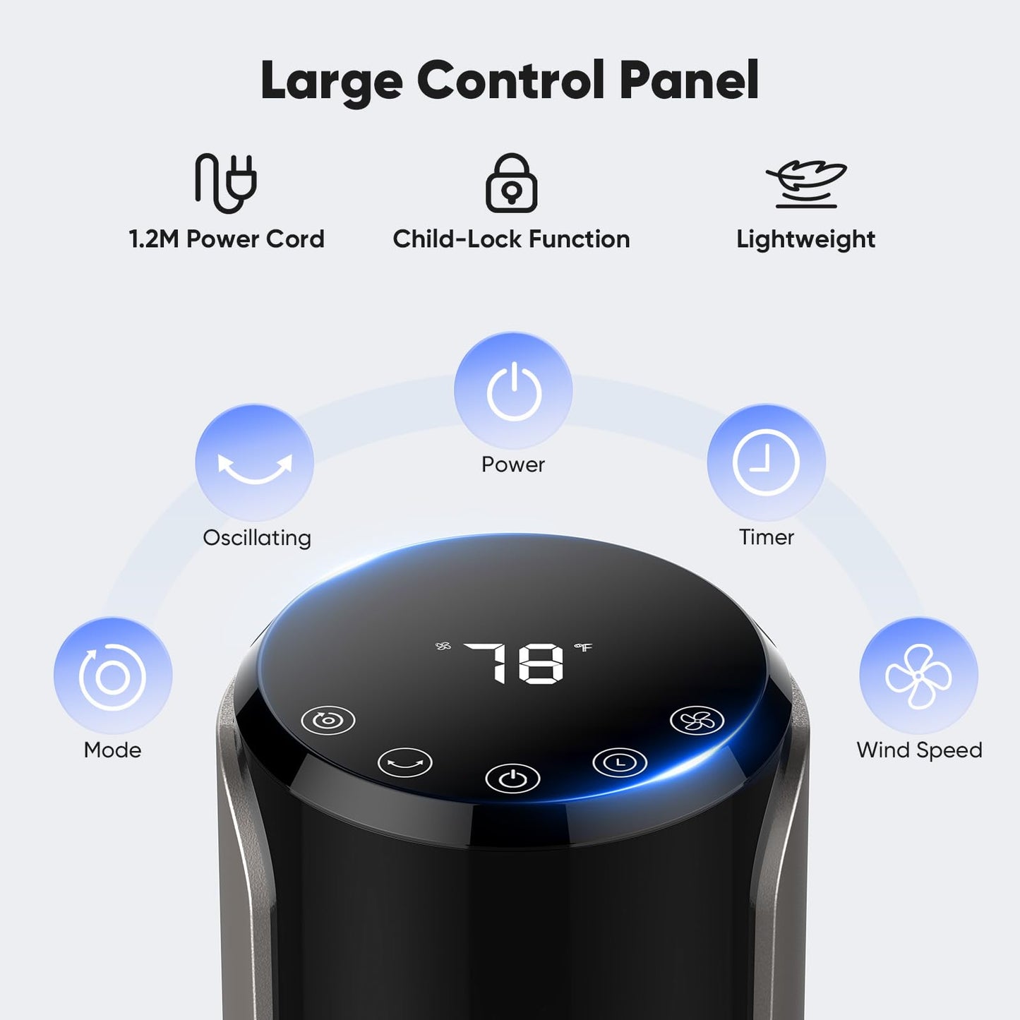 OLIXIS Tower Fan for Bedroom, 60°Oscillating Fan with Remote, 25ft Far, 28dB Quiet Electric Standing Fan, 12 H Timer, 5 Speeds, 4 Modes, Bladeless Floor fan for Home, Office, Indoor, 36 Inch