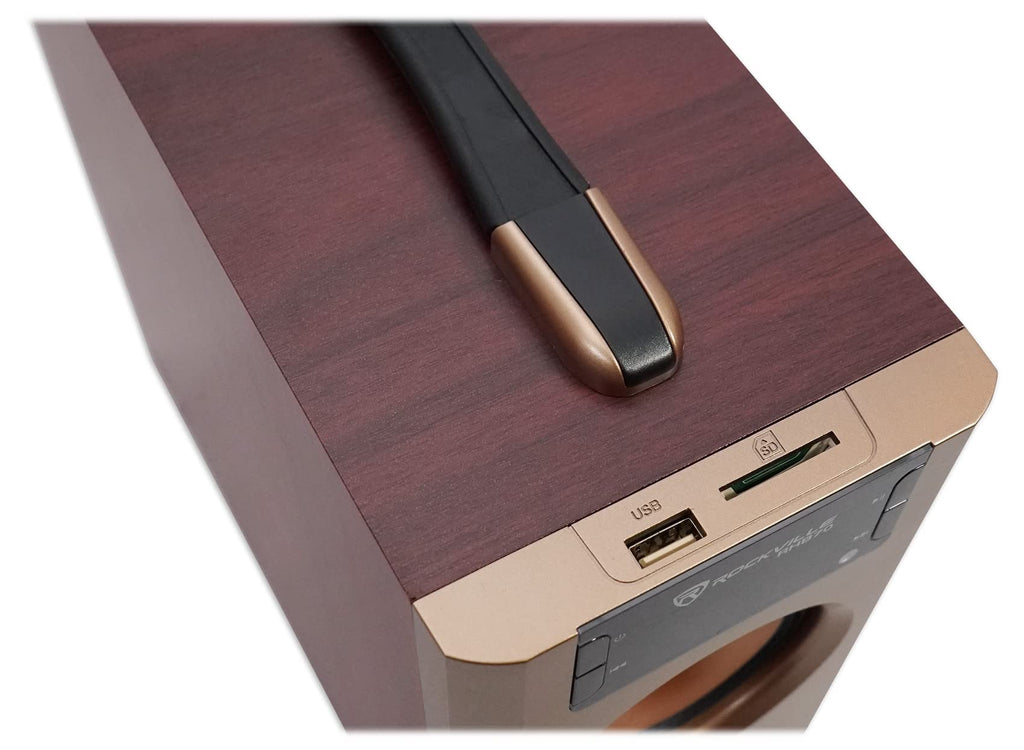 Rockville RHB70 Home Theater Compact Powered Speaker System, Bluetooth/USB/SD/FM, 4" Subwoofer, 2.1 Channel, 100W Peak, Cherry Wood Finish, for Home Entertainment