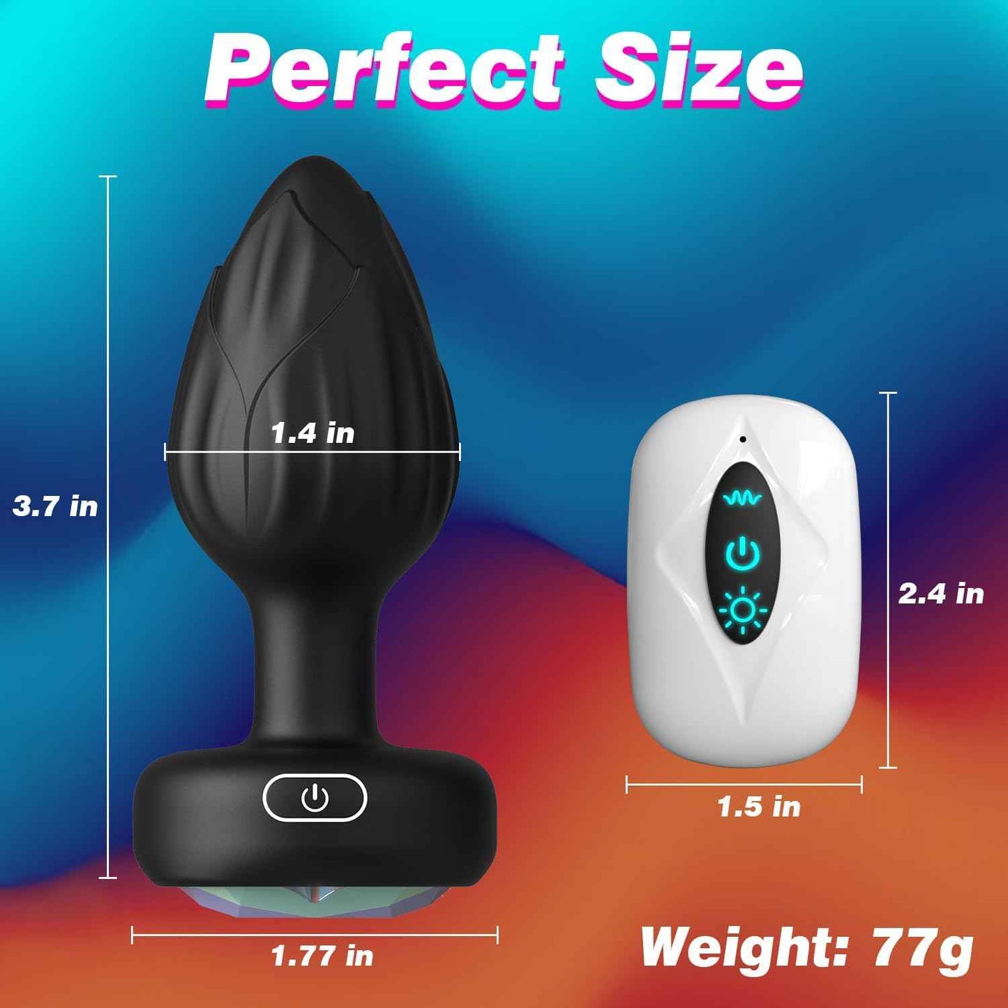 Anal Plug Adult Sex Toys - 10 Modes Vibrating Butt Plug with Crystal Diamond Colours Light Up Base Remote Control Vibrators, Prostate Massager for Men Women, Couples