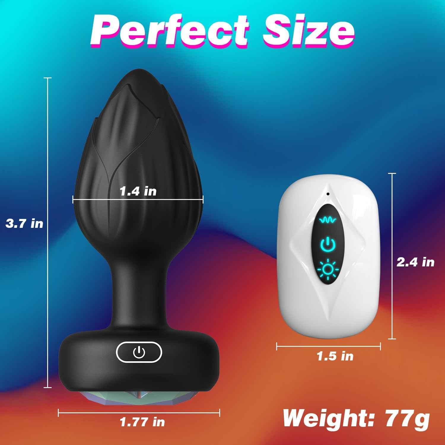 Anal Plug Adult Sex Toys - 10 Modes Vibrating Butt Plug with Crystal Diamond Colours Light Up Base Remote Control Vibrators, Prostate Massager for Men Women, Couples