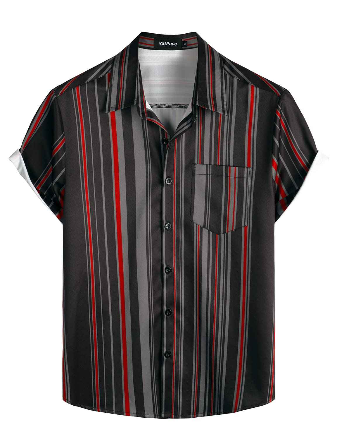 VATPAVE Mens Striped Summer Shirts Casual Button Down Short Sleeve Beach Stylish Untucked Hawaiian Shirts