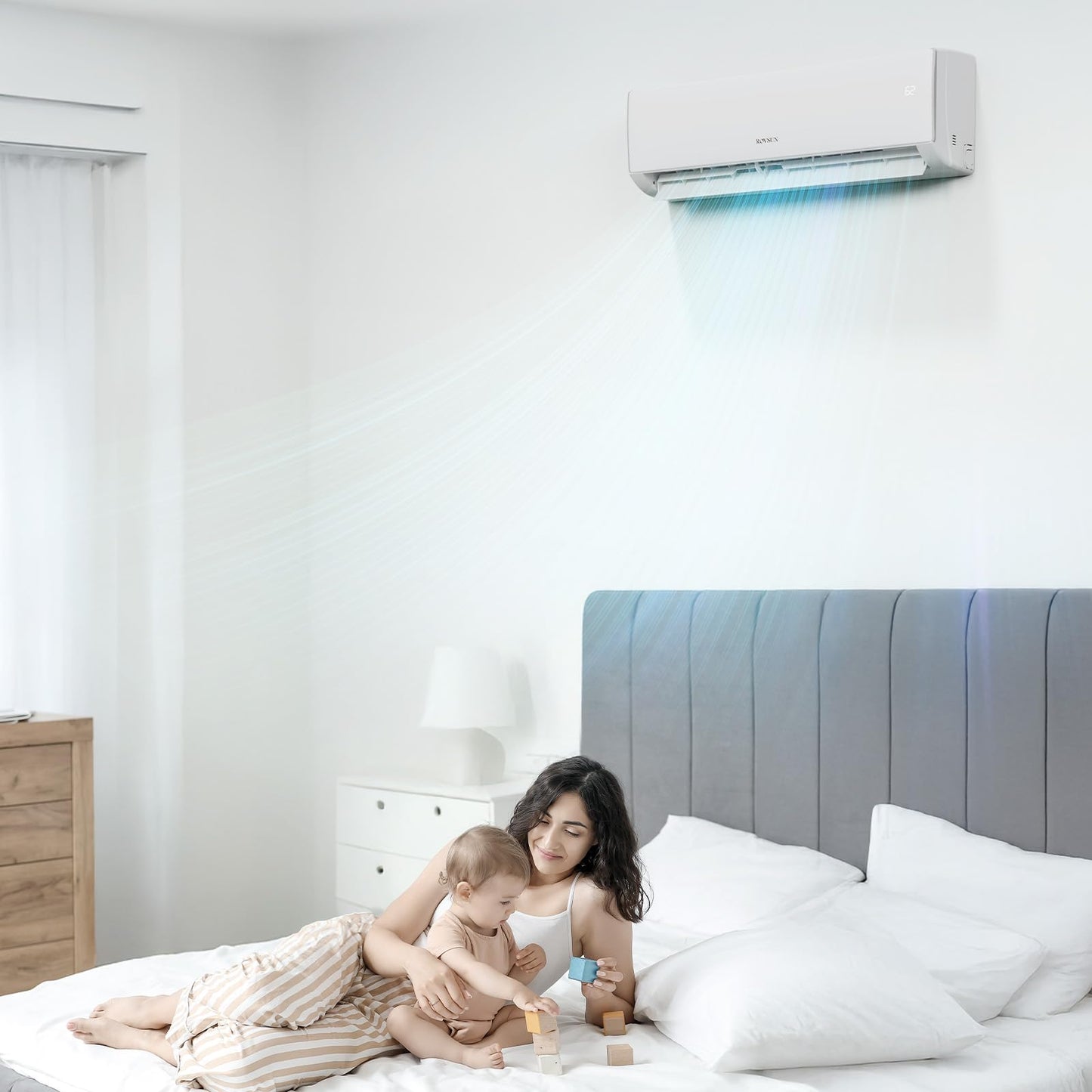 ROVSUN 11500 BTU-17000BTU Mini Split AC/Heating System with Inverter, 17 SEER2 Ductless Split-System Air Conditioner with Pre-Charged Condenser, Heat Pump & Installation Kit