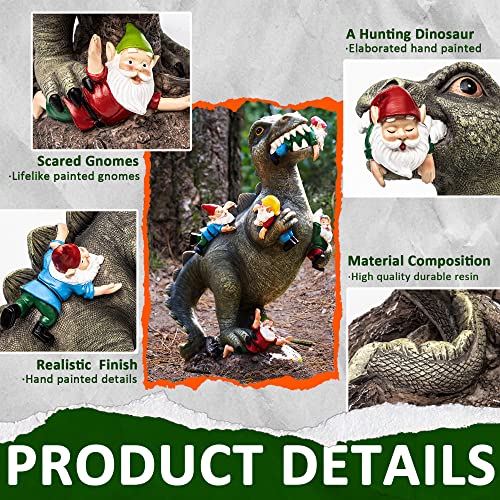 SOWSUN Garden Dinosaur Gnomes Statues Yard Decorations Outdoor Garden Decor