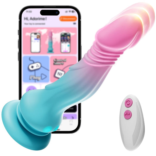 Adult Sex Toys Thrusting Dildos, Realistic Dildo G Spot Vibrator for Women Vaginal Anal Sex Hand Free Play, 7.5” Suction Cup Dildo with 9 Vibrating & Thrusting Modes, Couple Sex Toys & Games