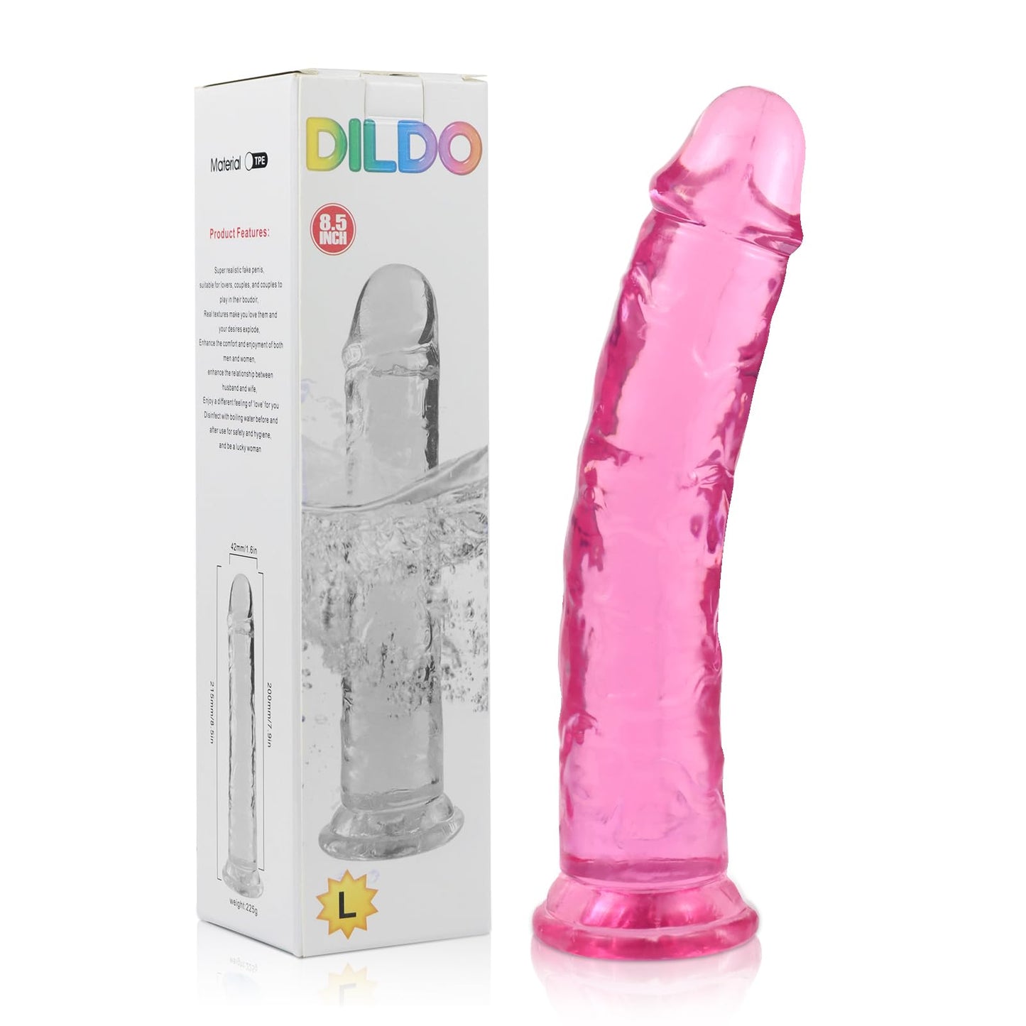 9 Inch Colorful Silicone Dildo, Blue-Yellow Clear Soft Flexible Dildo with Strong Suction Cup for Hands Free Play, Adult G-Spot Sex Toys for Vaginal and Anal Stimulation