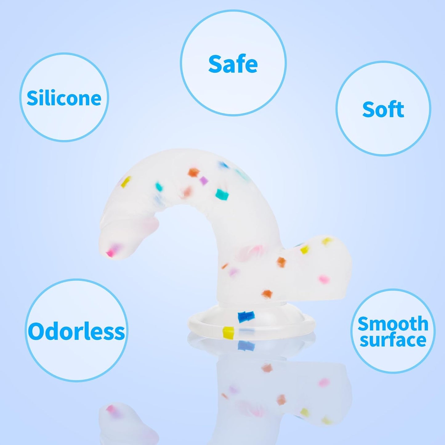 Seiecft Confetti Silicone Dildo Flexible Curved Shaft Suction Cup