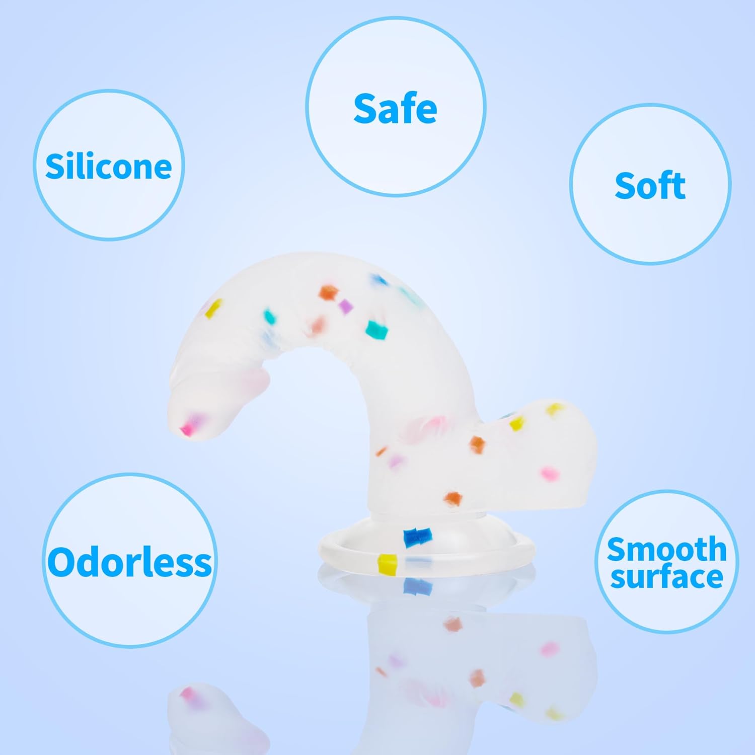 Seiecft Confetti Silicone Dildo Flexible Curved Shaft Suction Cup
