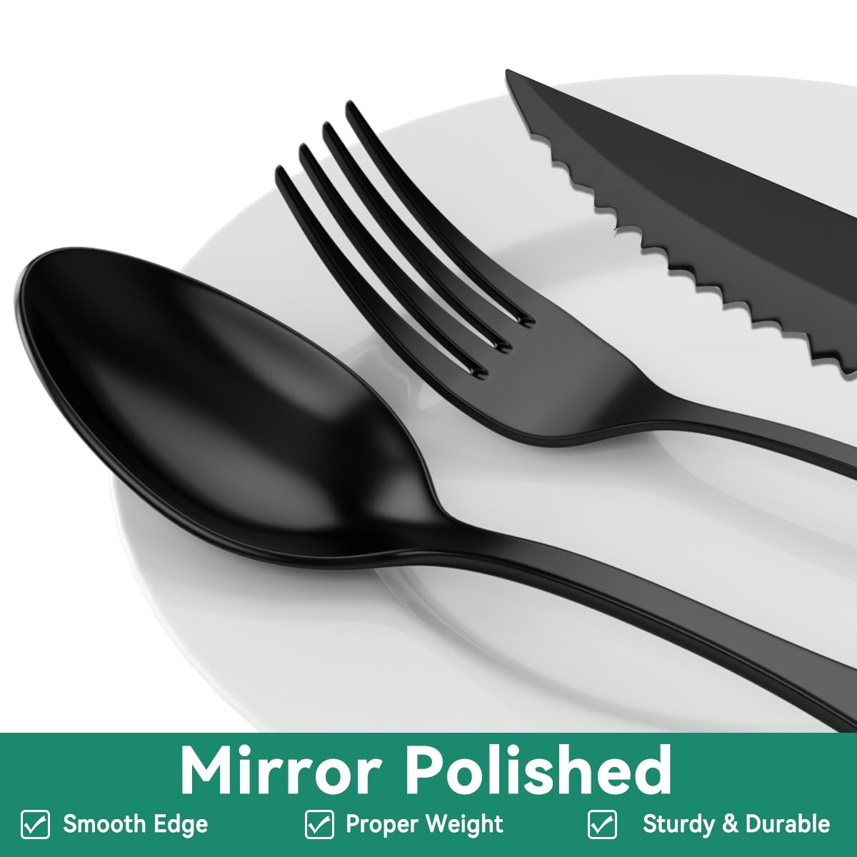 49-Piece Silverware Set with Organizer, Stainless Steel Flatware Utensils Set for 8, Forks and Spoons Silverware Set Cutlery Set with Steak Knives, Dishwasher Safe