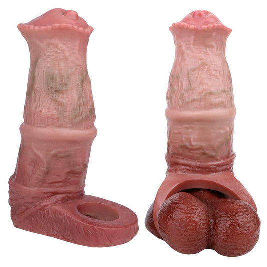 Monster Reusable Unique Liquid Silicone Soft Fantasy Dildo Sleeve, Penis Sleeve Sheath Horse Dildo Sleeve Enlarger, Male Sex Toy Extender Adult Toy for Men Couples