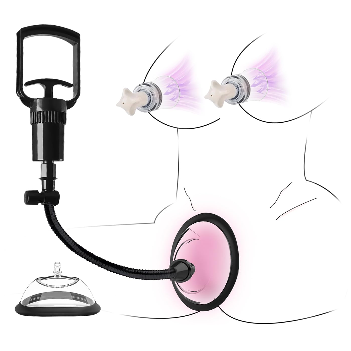 Pussy Pump with 2 BDSM Nipple Sucking Toys,Women Sex Toy Kit,Clitoral Pump Sexual Pleasure Tools for Women Couples,Vagina Pumps with 2 Clitoris Suckers Set Helps Enhance Emotional Connection