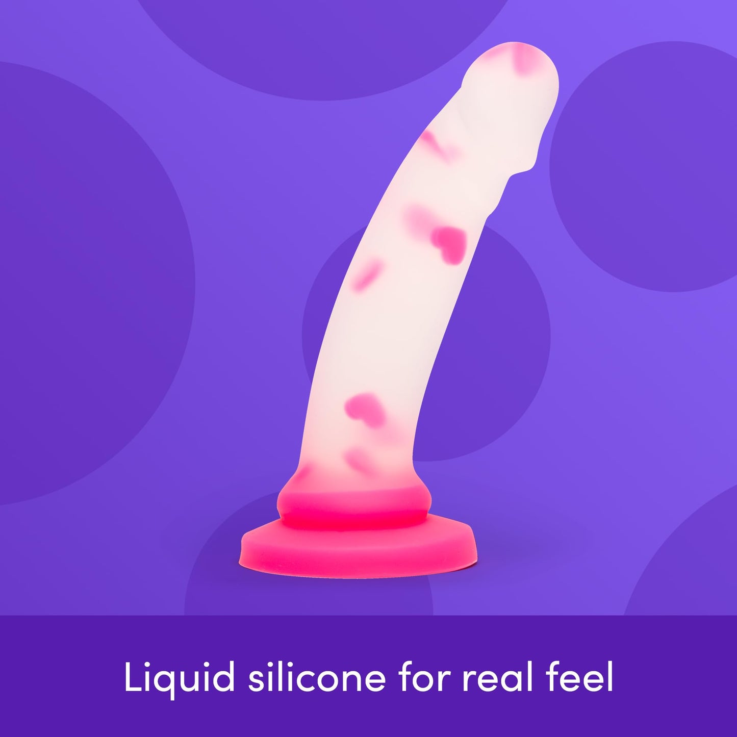 Lovehoney Heart Realistic Dildo - 8 Inch Suction Cup Dildo for Women - Liquid Silicone Curved Strap On Harness Compatible - Curved G Spot Stimulator - Adult Sex Toys for Couples - Clear & Pink