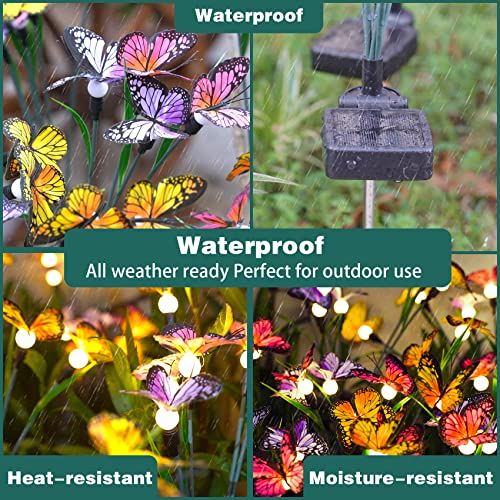 TONULAX Solar Garden Lights - Swaying Butterfly Light, Swaying in The Wind, Solar Outdoor Lights, Yard Patio Pathway Decoration, High Flexibility Iron Wire & Realistic Butterflies