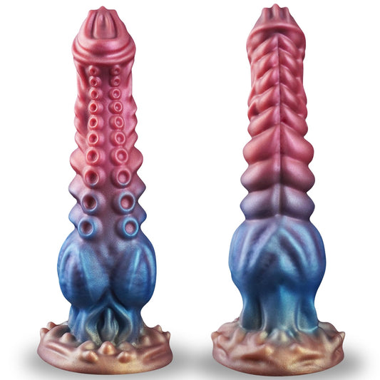 9.7in Huge Fantasy Monster Tentacle Dildo, Large Dragon Horse Thick Anal Knot Giant Big Dog Alien Silicone Knotted Dildo with Suction Cup, Adult Prostate Sex Toys for G Spot Gay Men Women