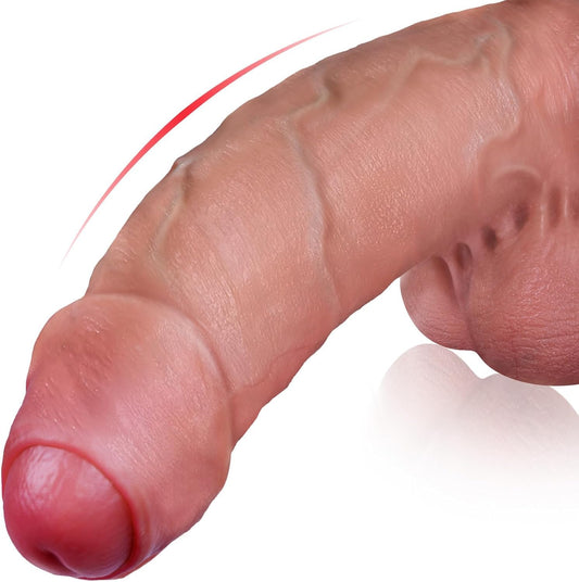 11'' Realistic Uncut Foreskin Big Dildo - FYSHAVO Huge Thick Dildo with Strong Suction Cup for Hands-Free Play, Skin-Like Silicone Dildos, Lifelike Curved G-Spot & Anal Adult Sex Toys for Women Men