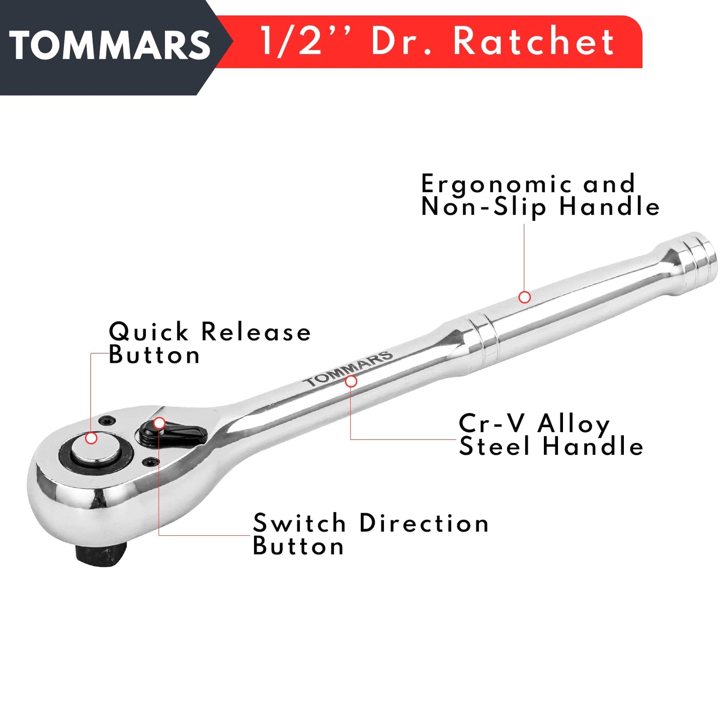 TOMMARS Ratchet Wrench Set Stubby Ratchet