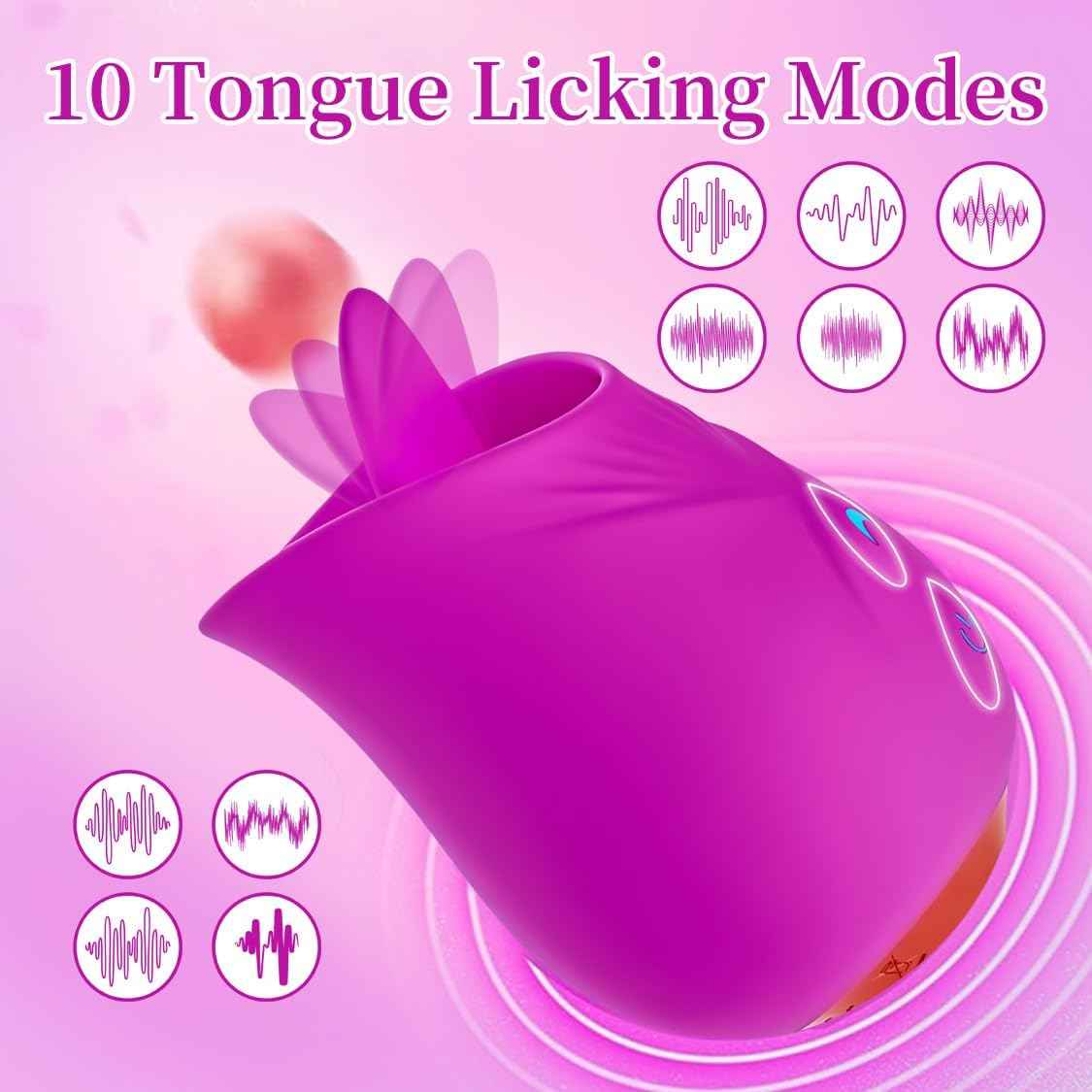 Generic Rose Vibrator 10 Speed Silicone Clitoral Suction Toy Purple