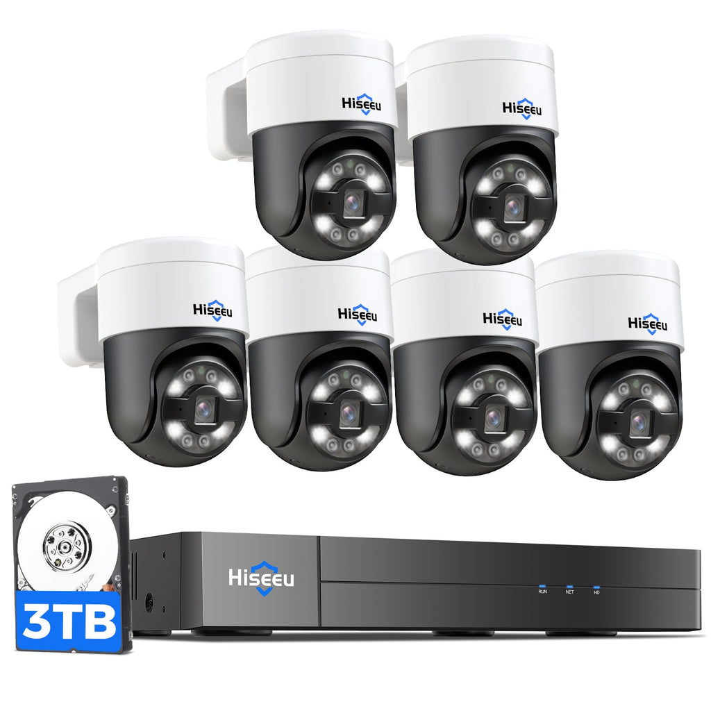 Hiseeu 4K PoE PTZ Security Camera System, 8MP CCTV Wired Security Camera System