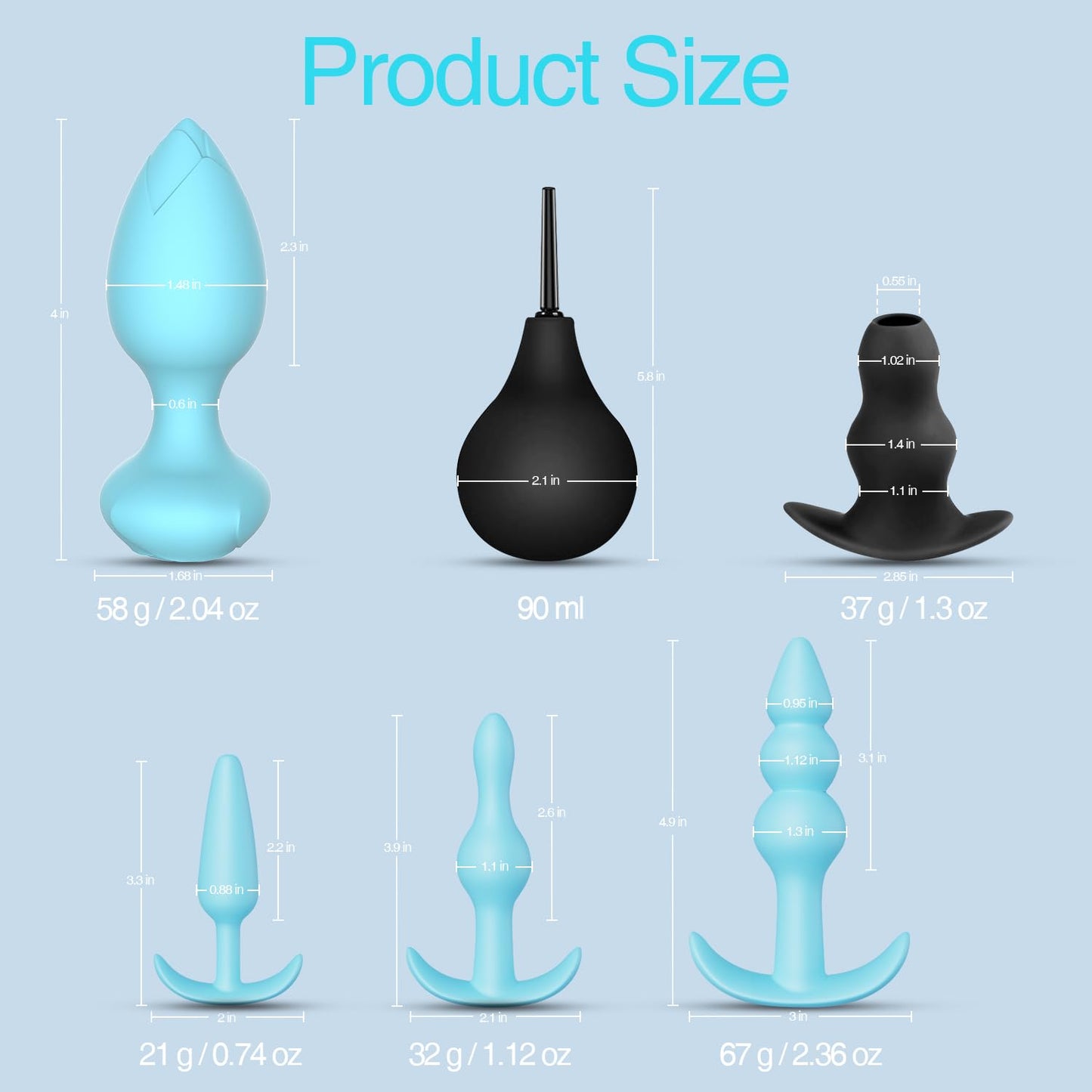 Sex Toys Butt Anal Plug - 6 Pack Training Kit Set Silicone Vibrating Butt Plug with Remote Control Adult Toys for Women, Men, Couple and Beginners