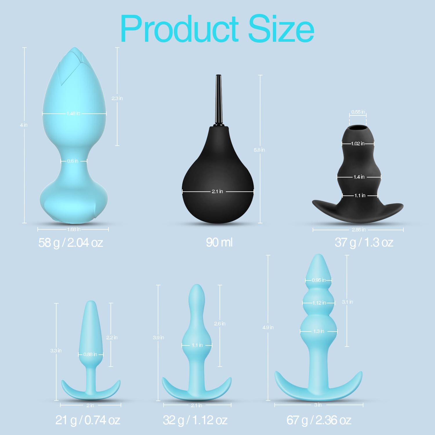 Sex Toys Butt Anal Plug - 6 Pack Training Kit Set Silicone Vibrating Butt Plug with Remote Control Adult Toys for Women, Men, Couple and Beginners