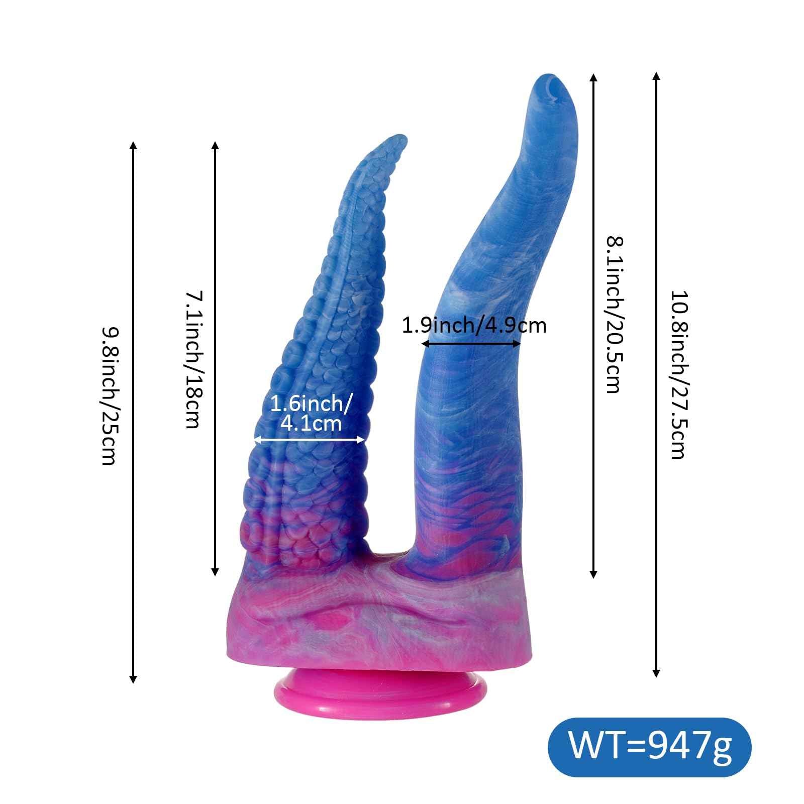 Shkanla Monster Double-Ended Dildo, 10.8 inch Huge Tentacle Realistic Dildo Silicone Big Anal Dildo with Strong Suction Cup, Tongue G-spot Dildo Lifelike Fake Penis Adult Sex Toys for Women
