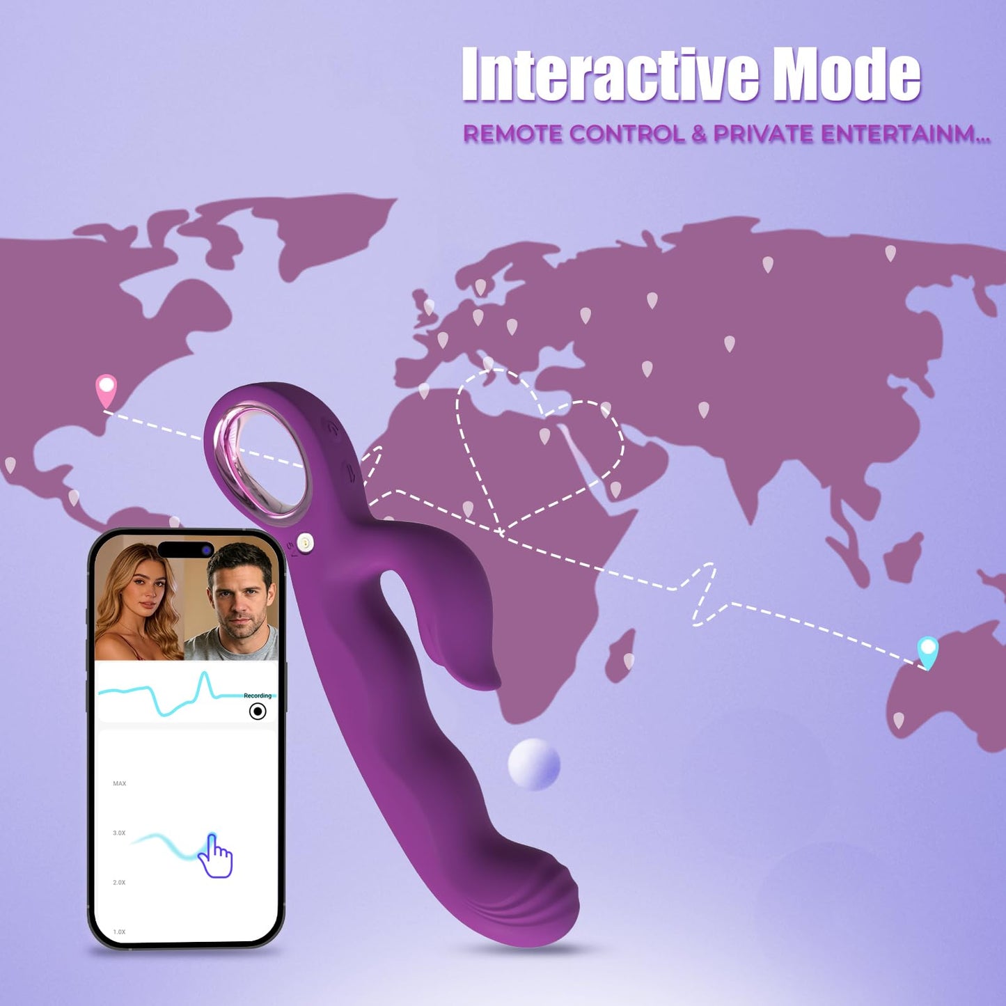 OQMENT Thrusting Rabbit Vibrator for Women, Upgraded Finger Shaped G-Spot Stimulator with 7 Thrusting & 7 Vibrating Modes for Dual Stimulation, Waterproof Adult Sex Toys for Solo & Couples