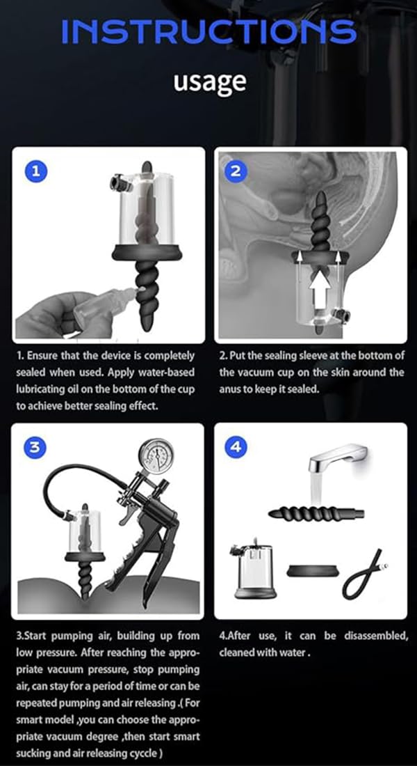 Electric Pump Anal Vacuum Pump, Automatic Pump Anal Plug Vaginal Pussy Dildo Pump Expander, Anal Beads Wand Pumps Enlarger, Prostate Massager Stimulator Masturbator Adult Sex Toys
