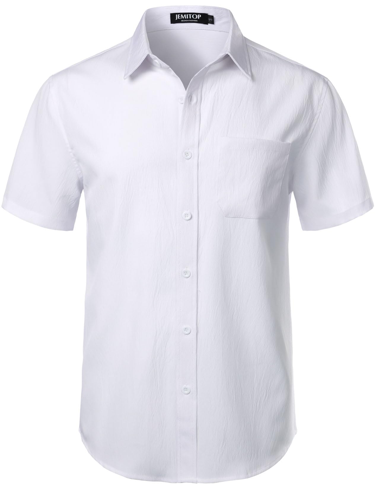 JEMITOP Men's Stretch Wrinkle Free Short Sleeve Texture Shirt Lightweight Summer Button Down Shirts for Beach Vacation