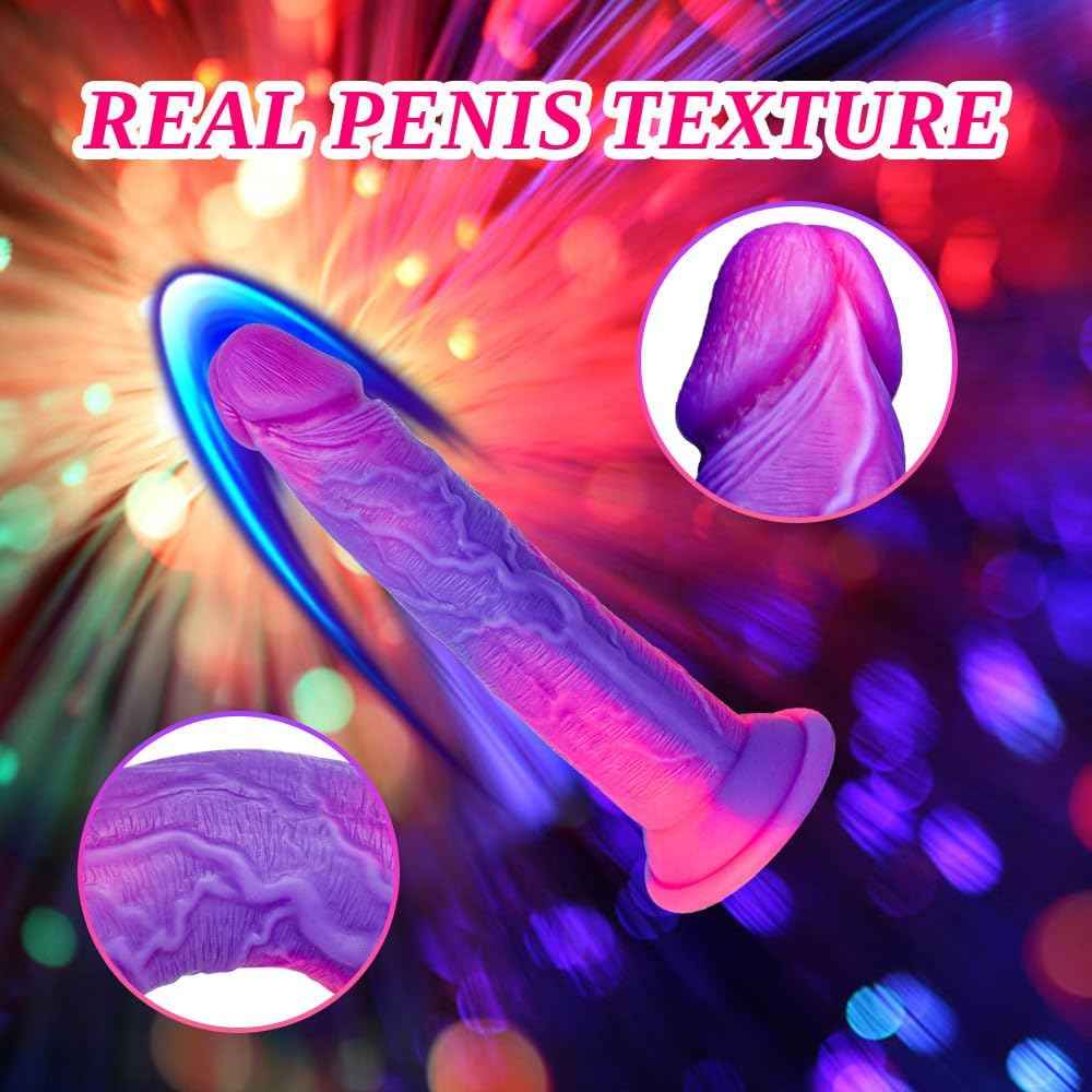 Hainuo Realistic Silicone Dildo with Suction Cup Purple Pink