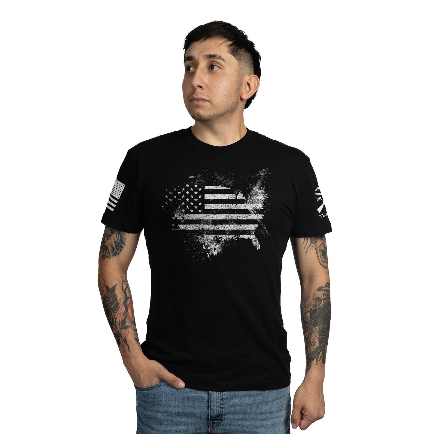 Grunt Style American Acid - USA Flag Graphic Tee, Patriotic Shirt - Men's Short Sleeve T-Shirt