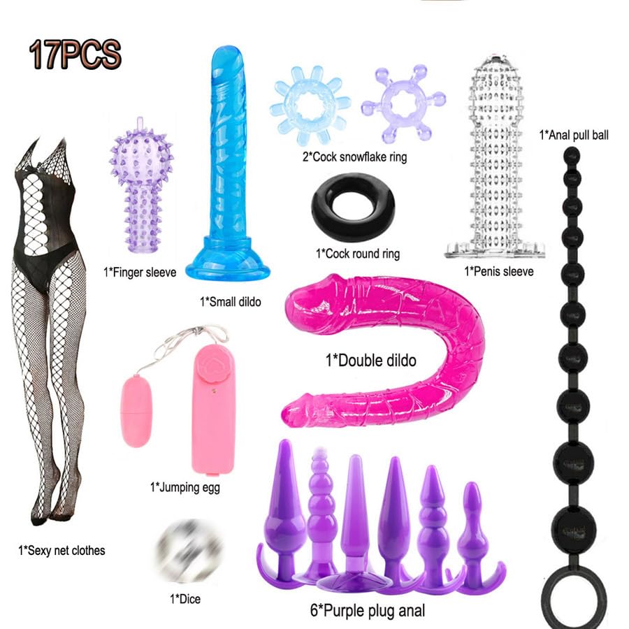 G Spot Dildo Vibrator Anal Plug Beginner Set 17 PCS Butt Plugs Sex Toy Anal Training Kit- G Spot Anal Sex Adult Toy