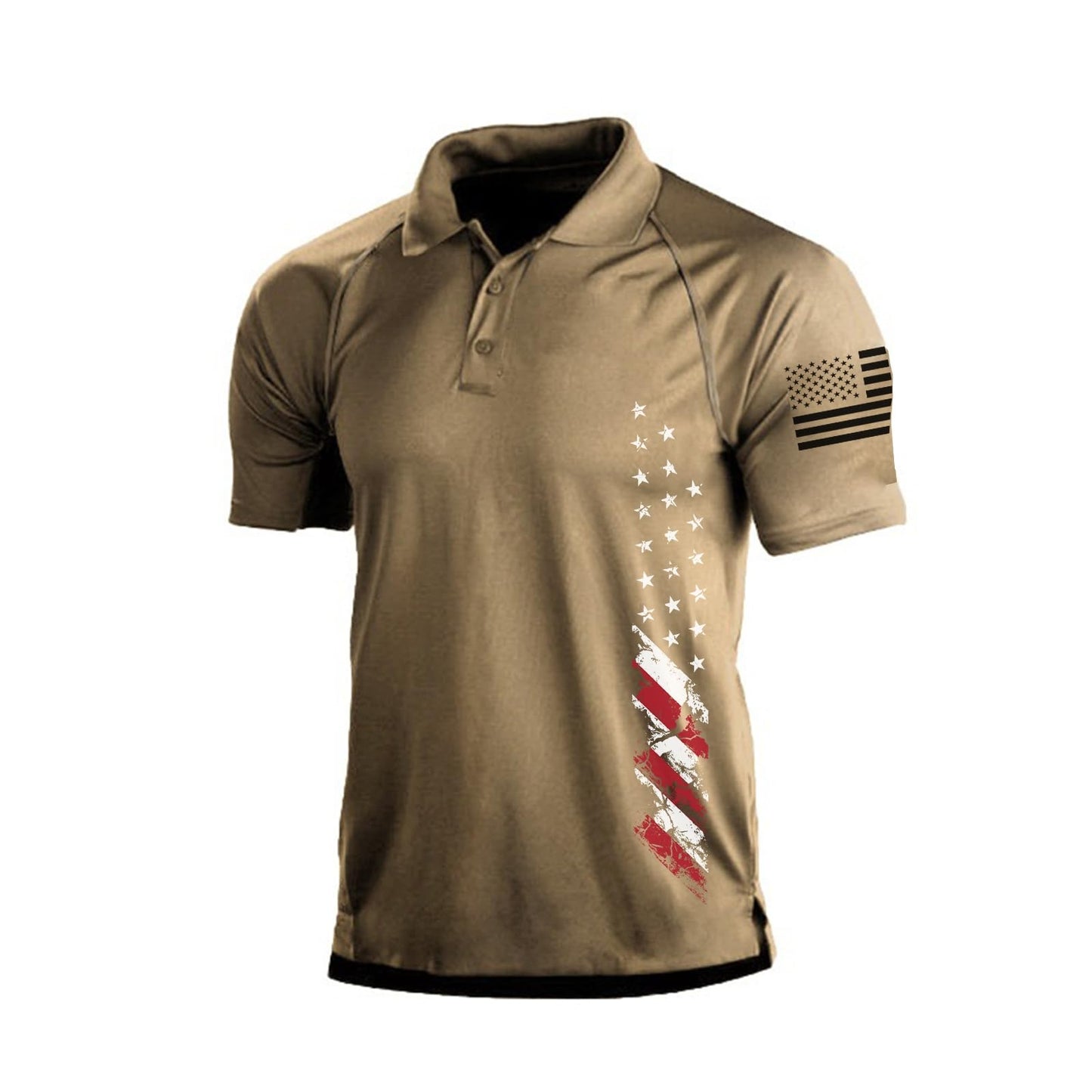 H HYFOL Short Sleeve Polo Shirts for Men Graphic Stretch Casual American Patriotic Raglan Golf Polos for Men