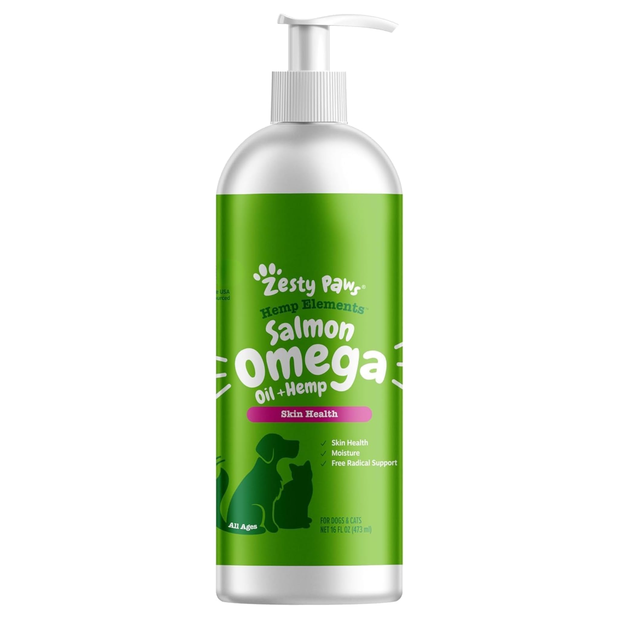 Zesty Paws Wild Alaskan Omega-3 Blend Pollock + Salmon Oil for Dogs and Cats- Skin and Coat Support, Omega 3 Supplement for Pets