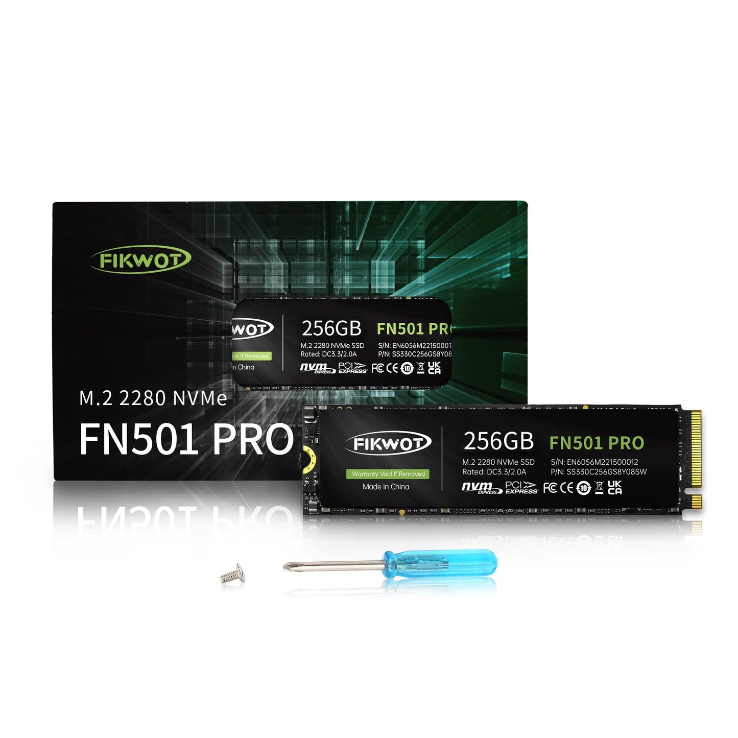 Fikwot FN501 Pro NVMe SSD - M.2 2280 PCIe Gen3 x4 Internal Solid State Drive with Graphene Cooling Sticker, Up to 3,500MB/s, SLC Cache 3D NAND TLC, Compatible with Laptop & PC Desktop