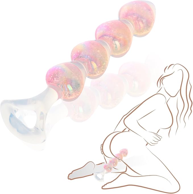 Anal Beads Butt Plug for Beginner, 6.3” Small Anal Dildo with Pull Ring Crystal Clear Dual Layer Silicone Adult Anal Toy for Anal Training and Women Men Sex Game Play