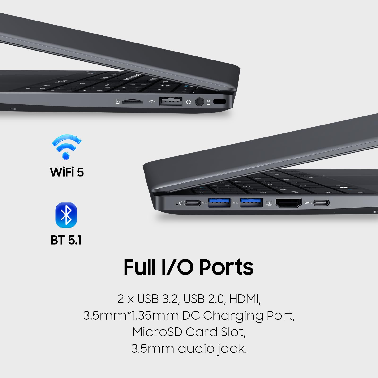 INHONLAP Laptop Computer, 1TB SSD, 12GB RAM Laptops, Quad Core N95 Processor, 15.6" FHD IPS Display, Laptop Support Fingerprint, WiFi 5, BT 5.0, USB-C, HDMI, Black