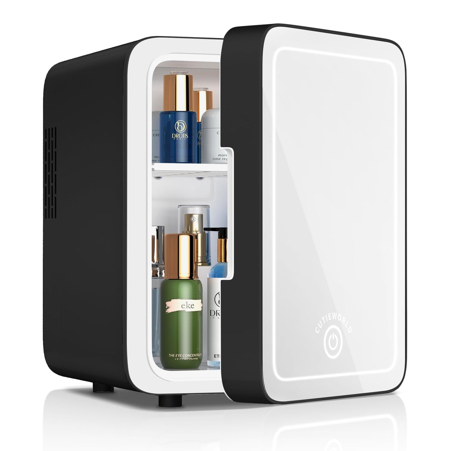CUTIEWORLD Skincare Fridge With Dimmable LED Light Mirror