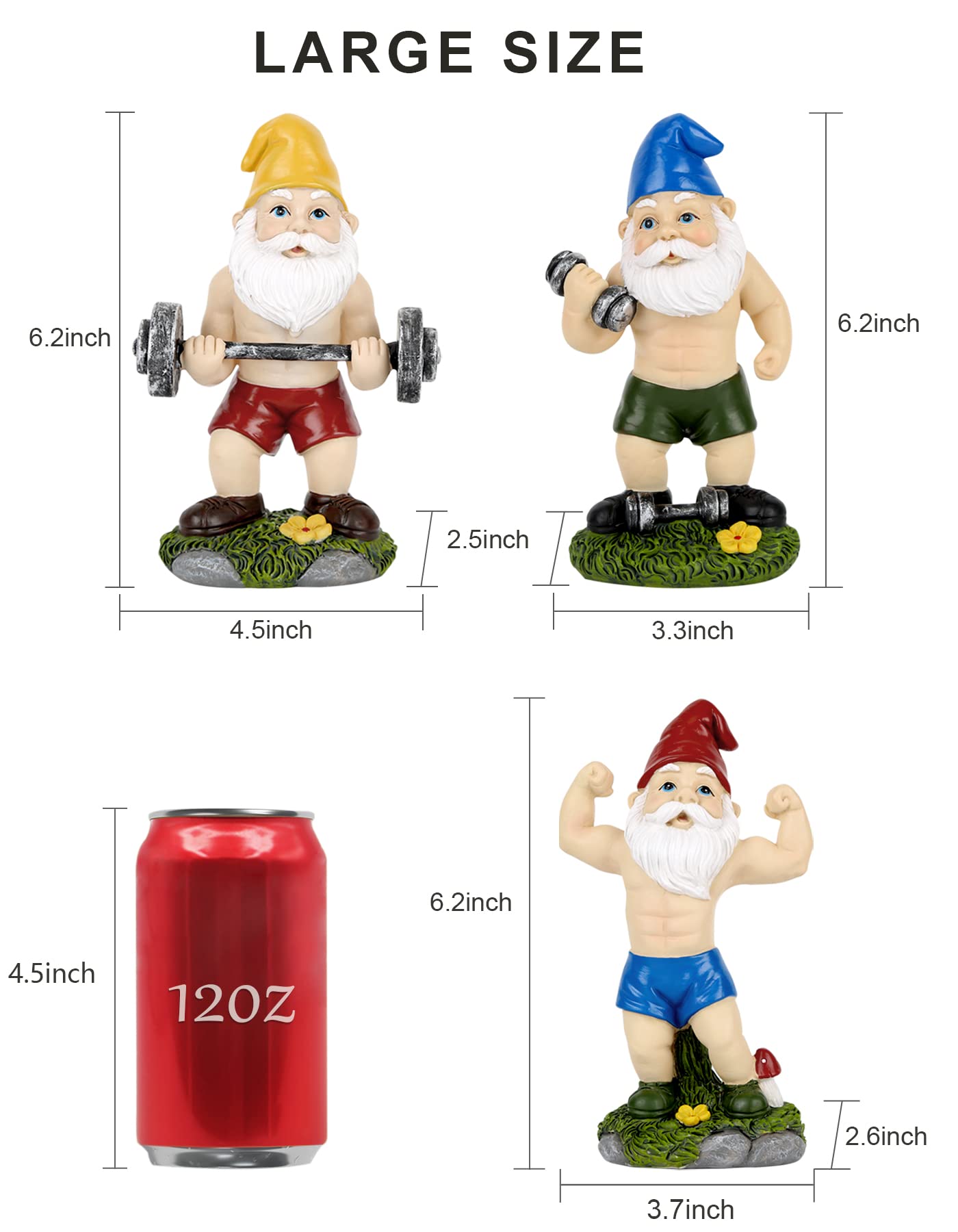 Mrsivrop Garden Fitness Gnomes Statues Decor - Gnome Statues and Figurines for Outside Inside, Funny Garden Gnomes, Large Gnomes Decorations for Outdoor, Yard, Patio