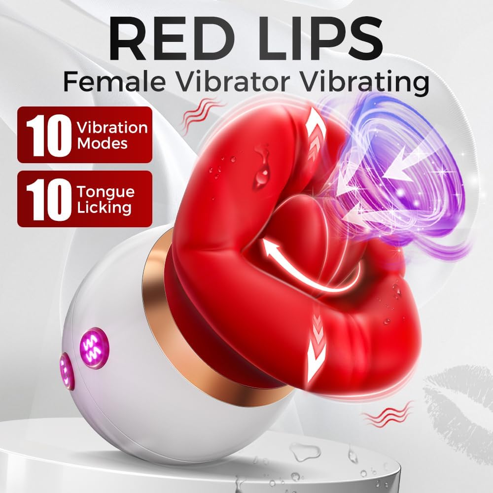 Nipple Viboators for Women, Licking & Vibration & Thrusting Jelly Lips Tongue, Sucker Toys Y122*