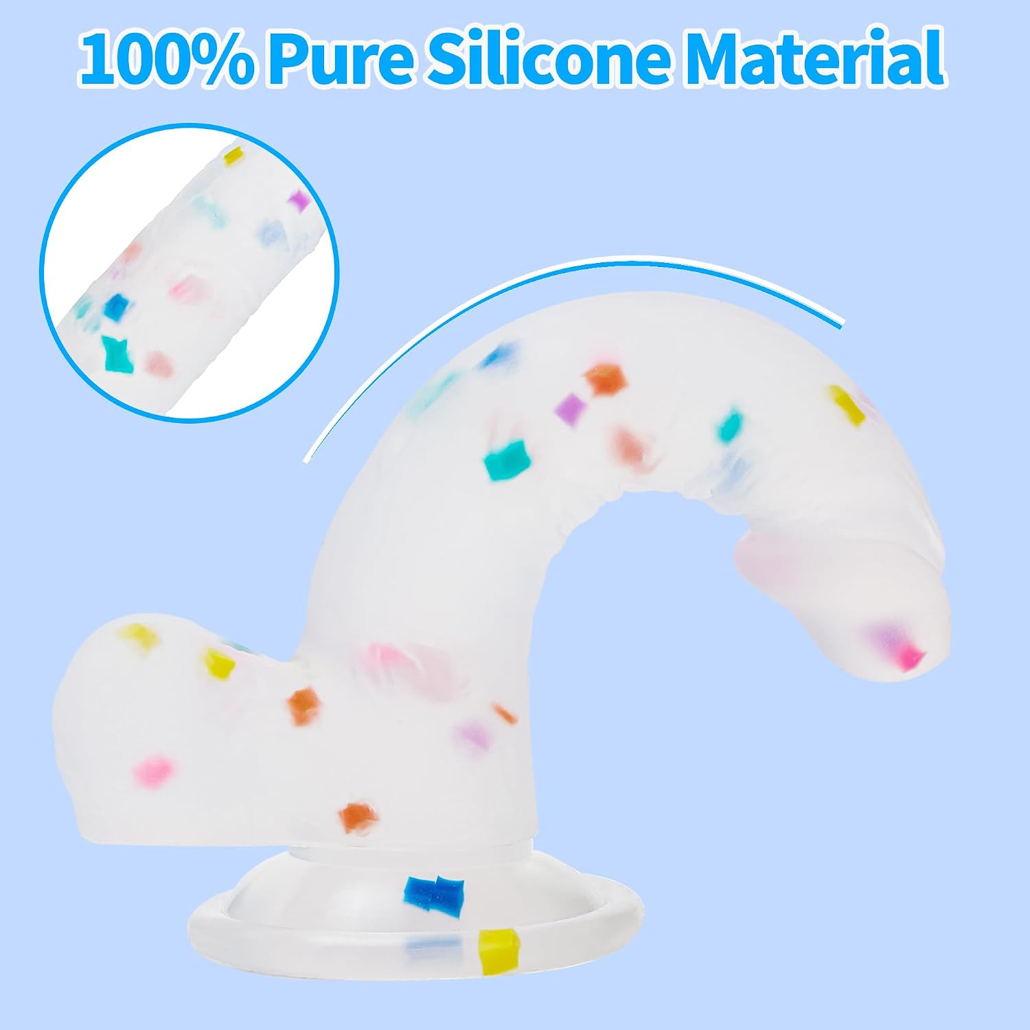 Seiecft Confetti Silicone Dildo Flexible Curved Shaft Suction Cup