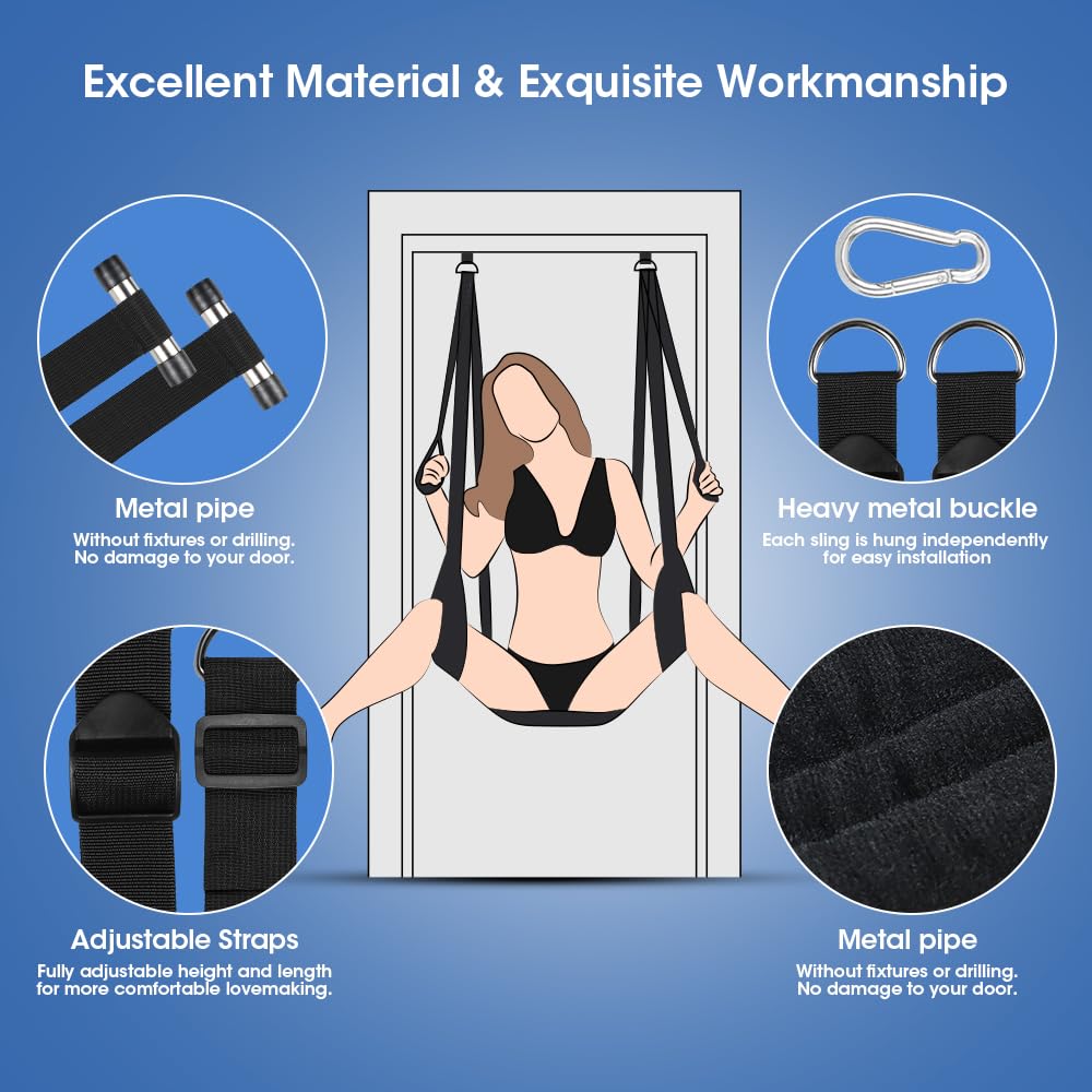 Adult Sex Swing for Couples 360° Spinning – 2-in-1 BDSM Bondage Kit with Premium Stand, Thick Padded Straps & Adjustable Restraints, Erotic Leather Swing Toy