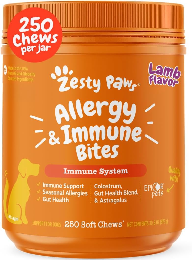Zesty Paws Dog Allergy Relief- Dog Itching Skin Relief- Dog Probiotics for Itchy Skin and Itchy Ears- Dog Allergy Paw Relief- Dog Allergy Chews- Dog Itch Relief - Dog Skin Allergy Relief