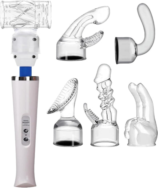 Nunadano Wand Massager with 6 Attachments Rechargeable 10 Speed Set
