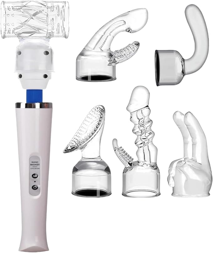 Nunadano Wand Massager with 6 Attachments Rechargeable 10 Speed Set