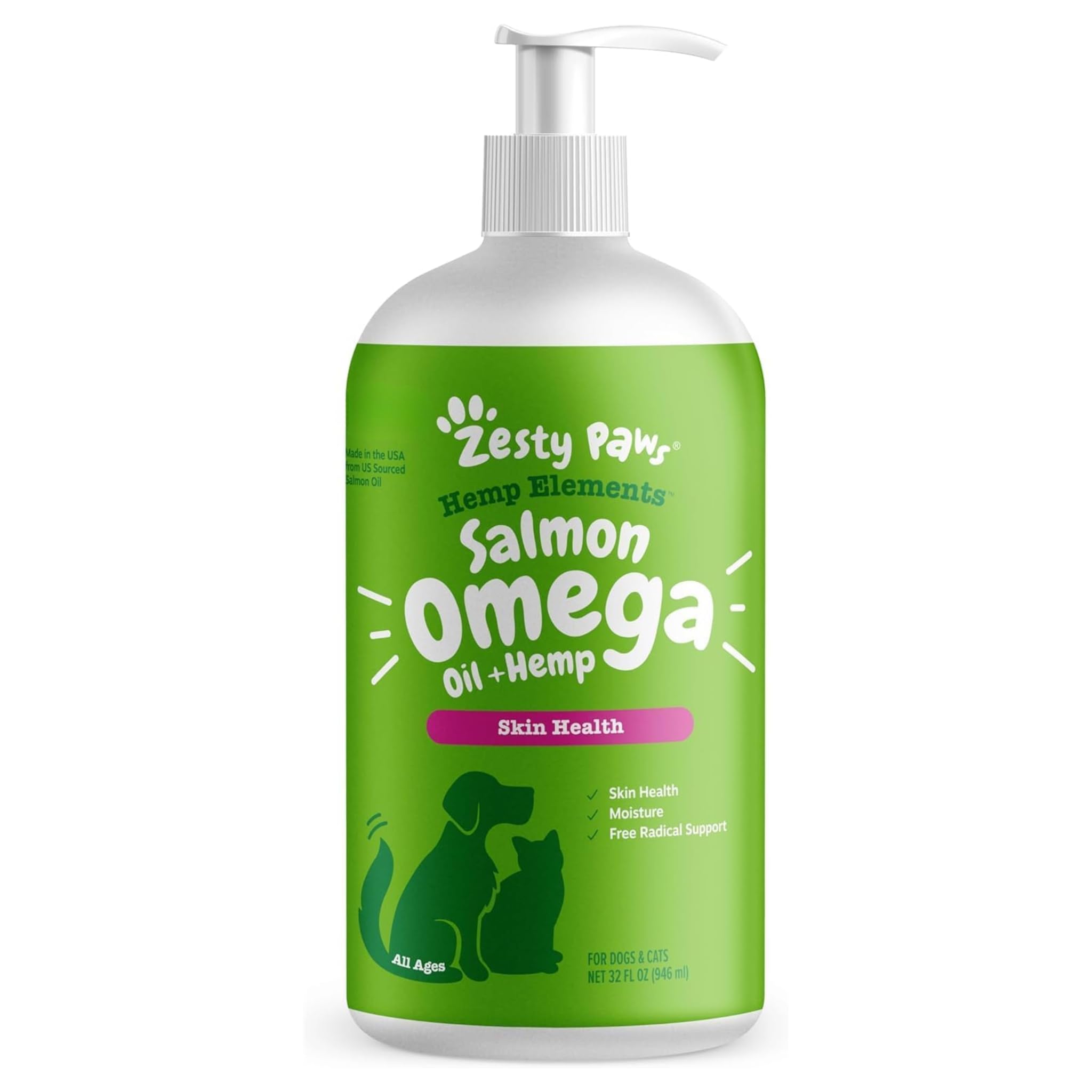 Zesty Paws Wild Alaskan Omega-3 Blend Pollock + Salmon Oil for Dogs and Cats- Skin and Coat Support, Omega 3 Supplement for Pets