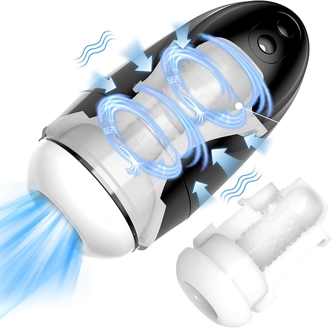Automatic Male Masturbator Sex Toys for Men Upgraded 9 Vibration & 9 Suction Hands Free Pocket Pussy Stroker with Skin Friendly Materials Mens Adult Male Sex Toys for Men Machine Black