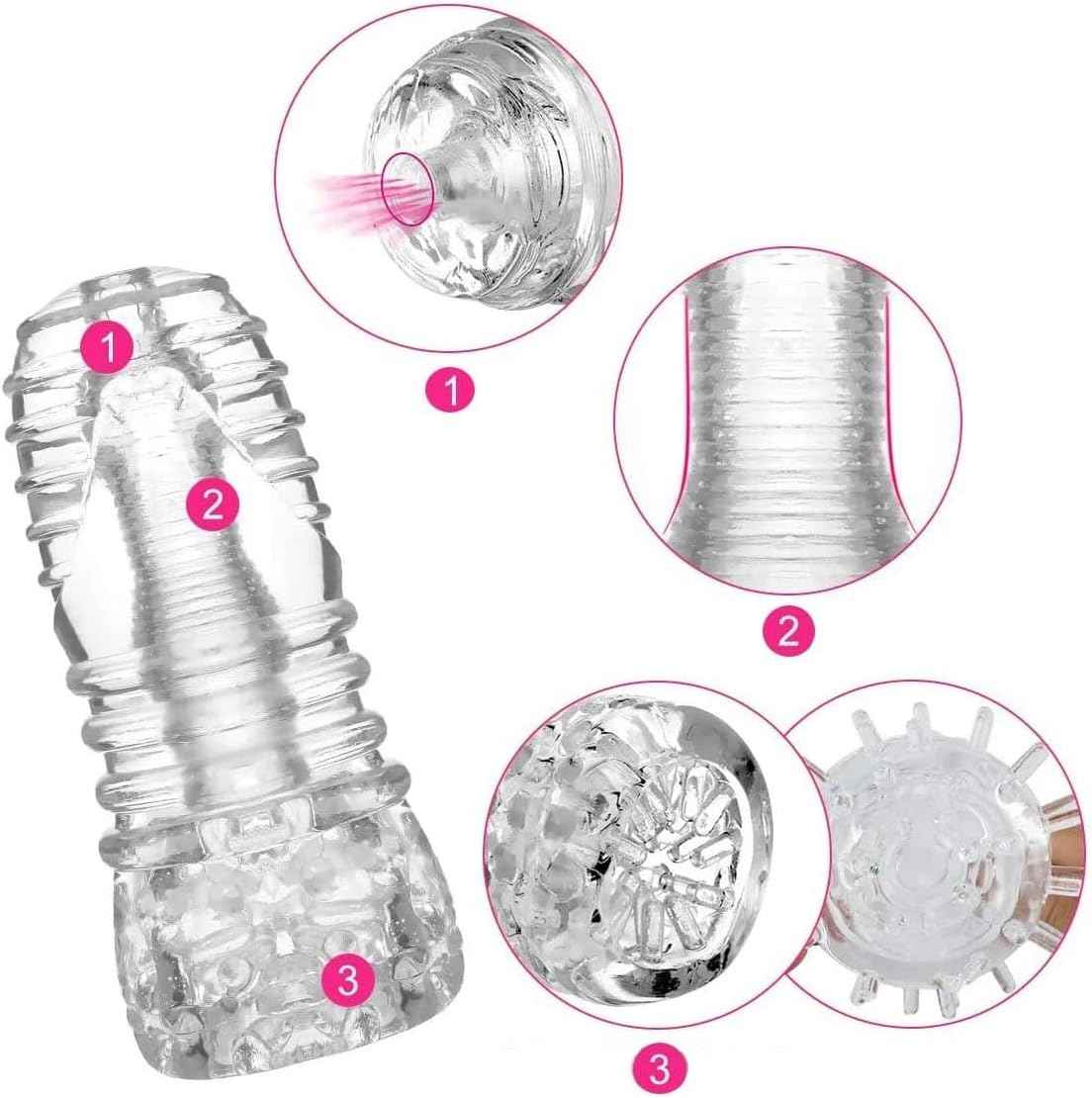 Dual Entrances Male Masturbator Sex Toys for Adult Male Masterburbater Pocket Pussy Penis Training Toy Bump Beads Stimulation Reusable Penis Blowjob Stoker Masturbator Cup for Men Discreet Package